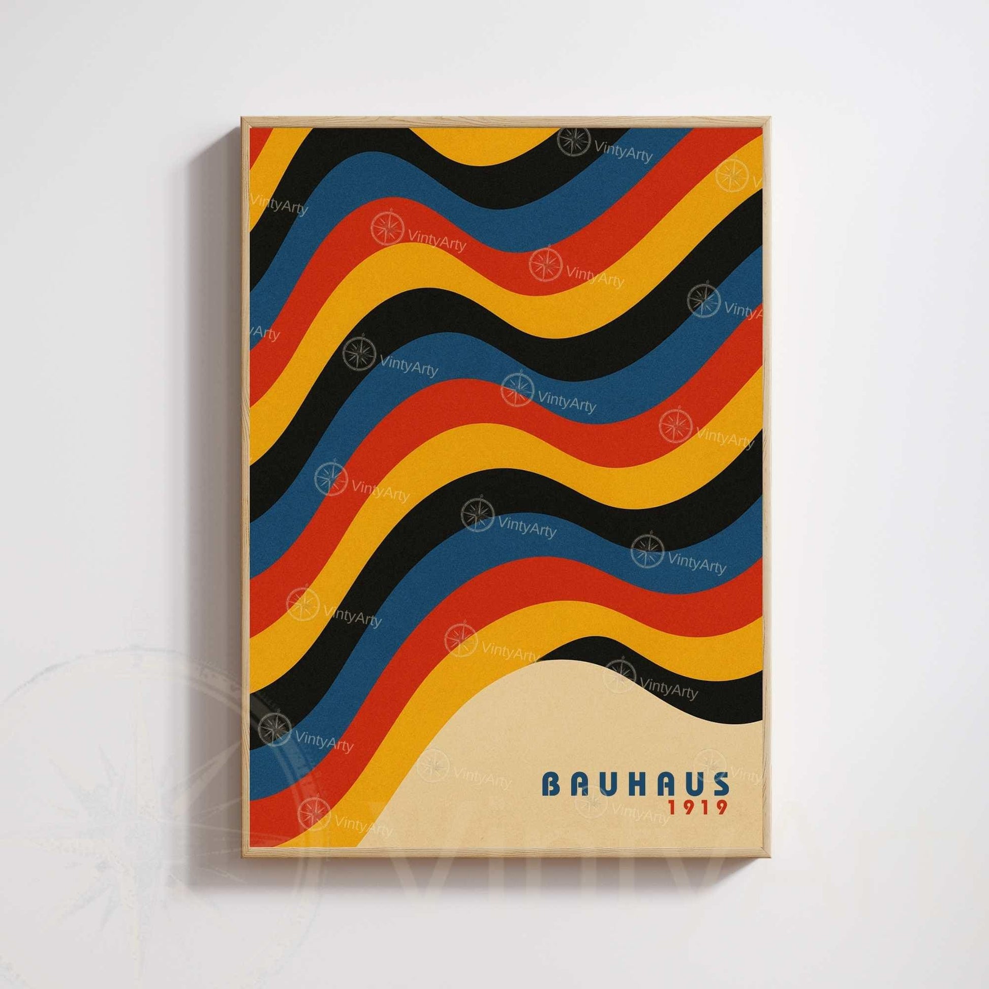 Affiche Bauhaus Vagues – Poster abstrait géométrique – Art mural design