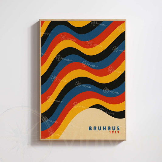 Affiche Bauhaus Vagues – Poster abstrait géométrique – Art mural design