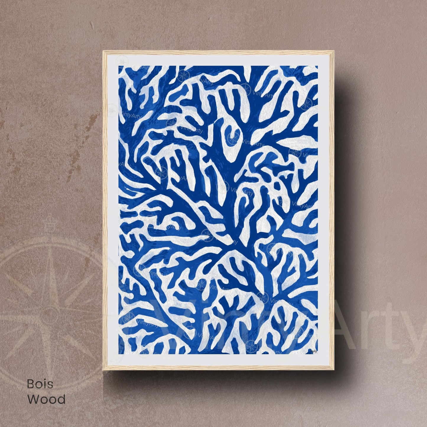 Affiche Matisse Bleu – Poster corail abstrait – Art mural moderne
