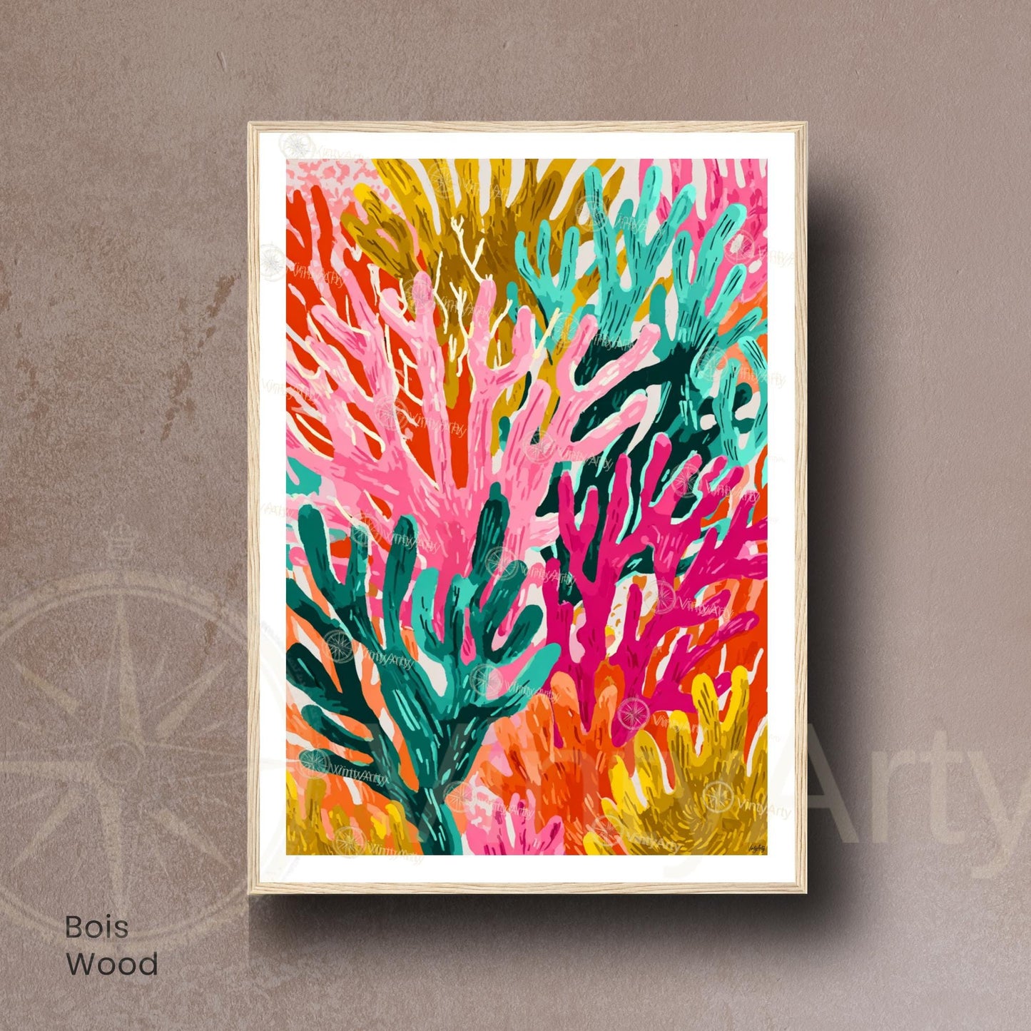Affiche Matisse corail multicolore – Poster marin abstrait – Art mural moderne