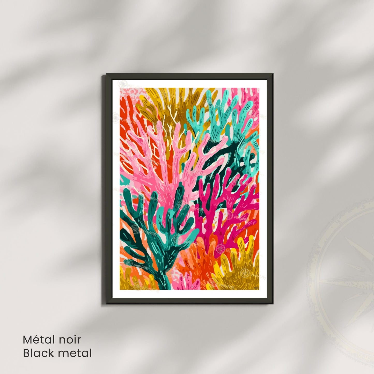 Affiche Matisse corail multicolore – Poster marin abstrait – Art mural moderne