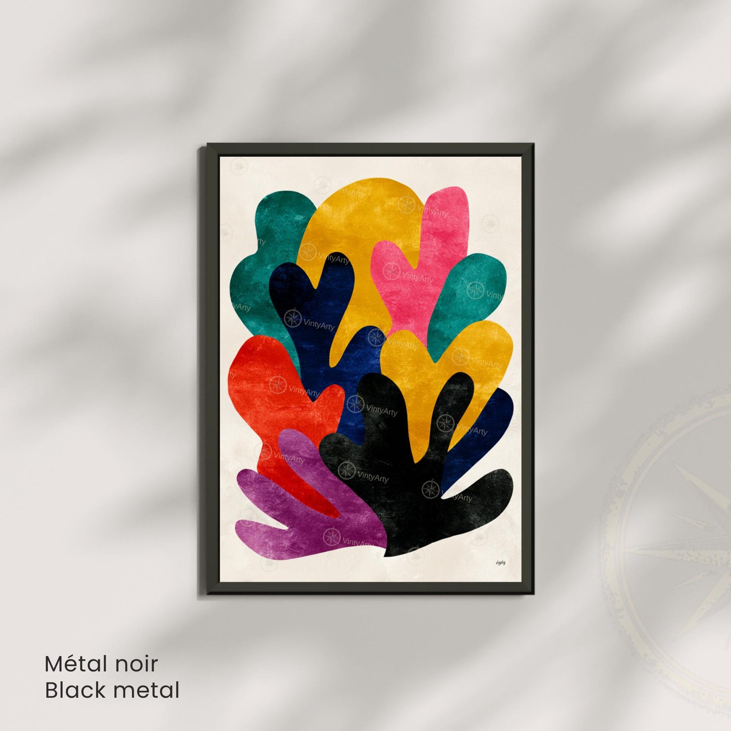 Affiche Matisse multicolore – Poster corail abstrait – Art mural moderne - Affiche inspiration Matisse