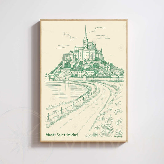 Affiche Mont Saint-Michel | Poster vintage France | Décoration murale Normandie