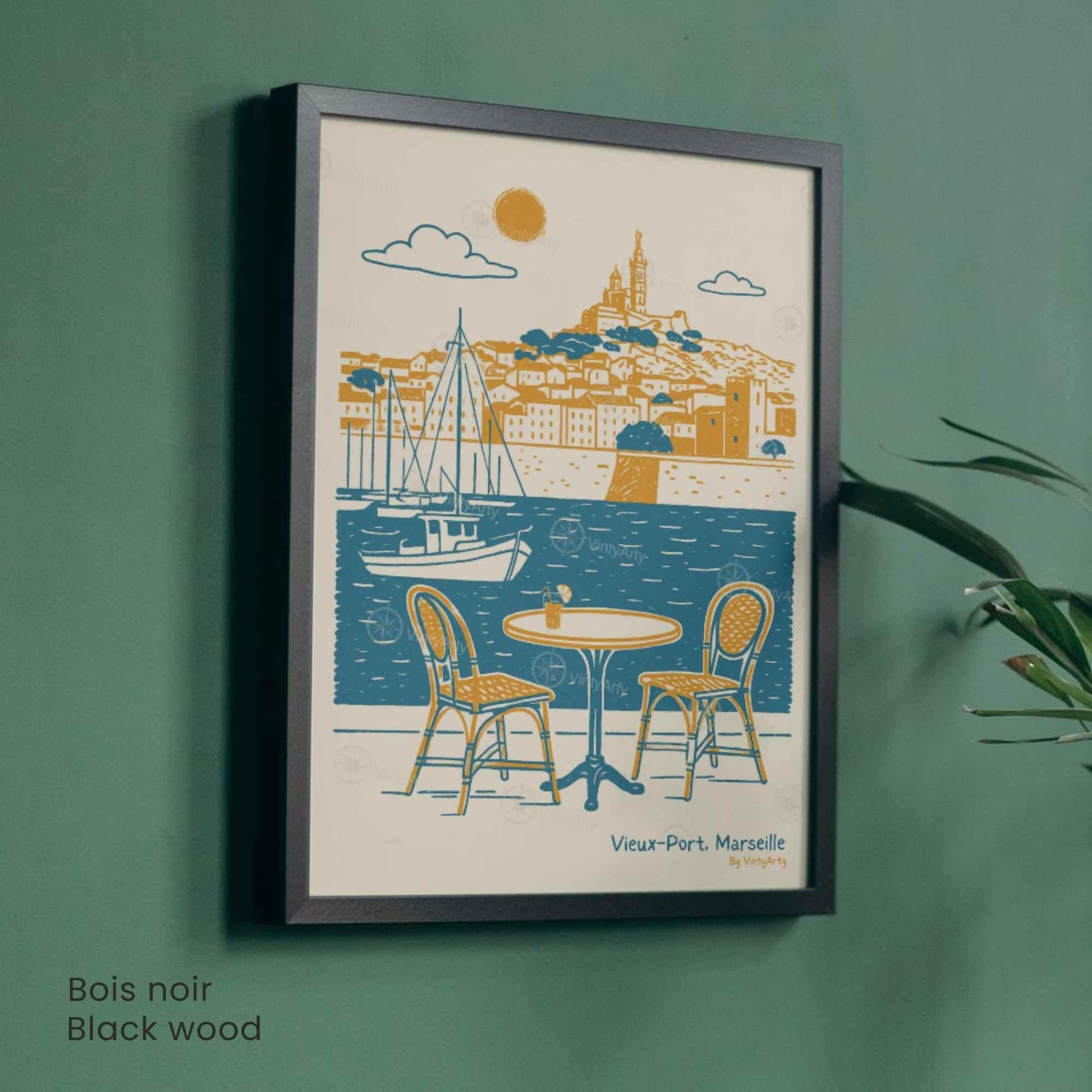 Affiche Vieux-Port Marseille | Poster vintage France | Décoration murale Méditerranée | Affiche Marseille