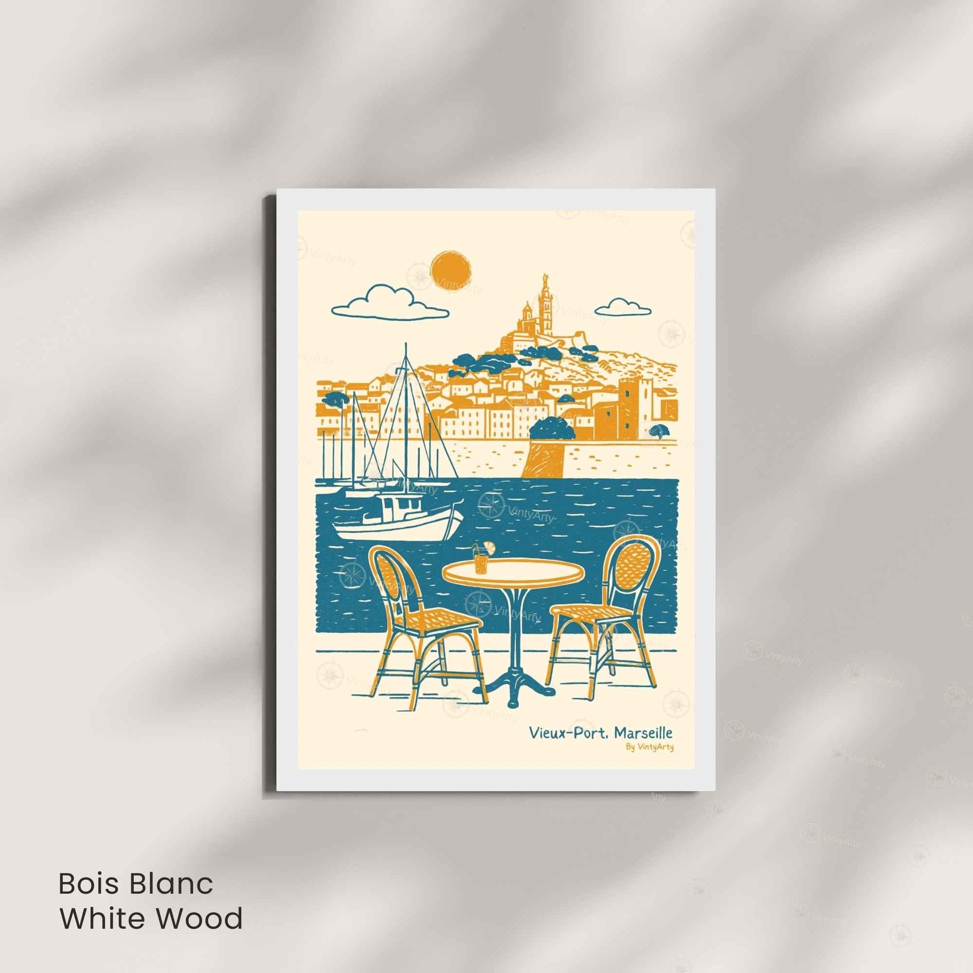 Affiche Vieux-Port Marseille | Poster vintage France | Décoration murale Méditerranée | Affiche Marseille