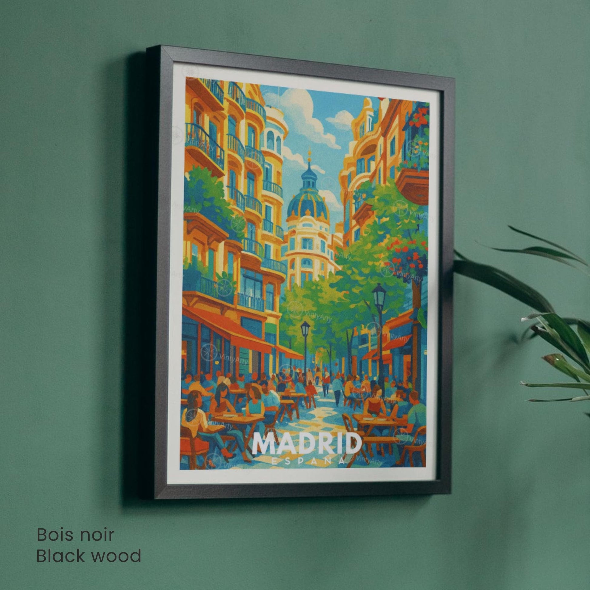 Affiche Madrid – scène urbaine en style affiche de voyage moderne - Affiche de voyage Madrid
