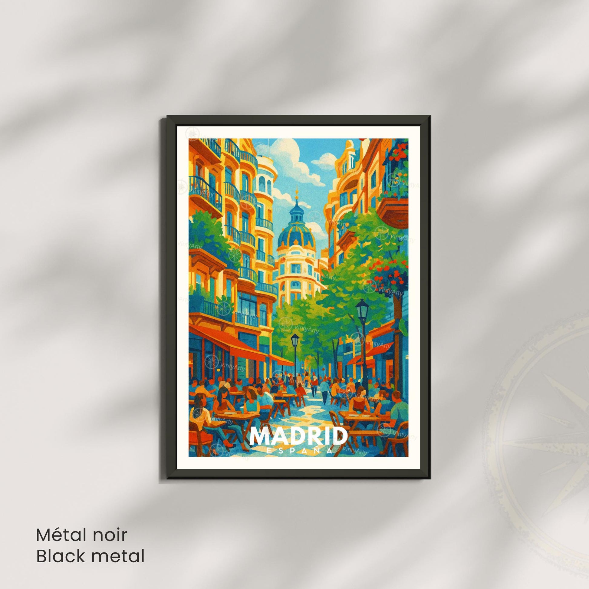 Affiche Madrid – scène urbaine en style affiche de voyage moderne - Affiche de voyage Madrid