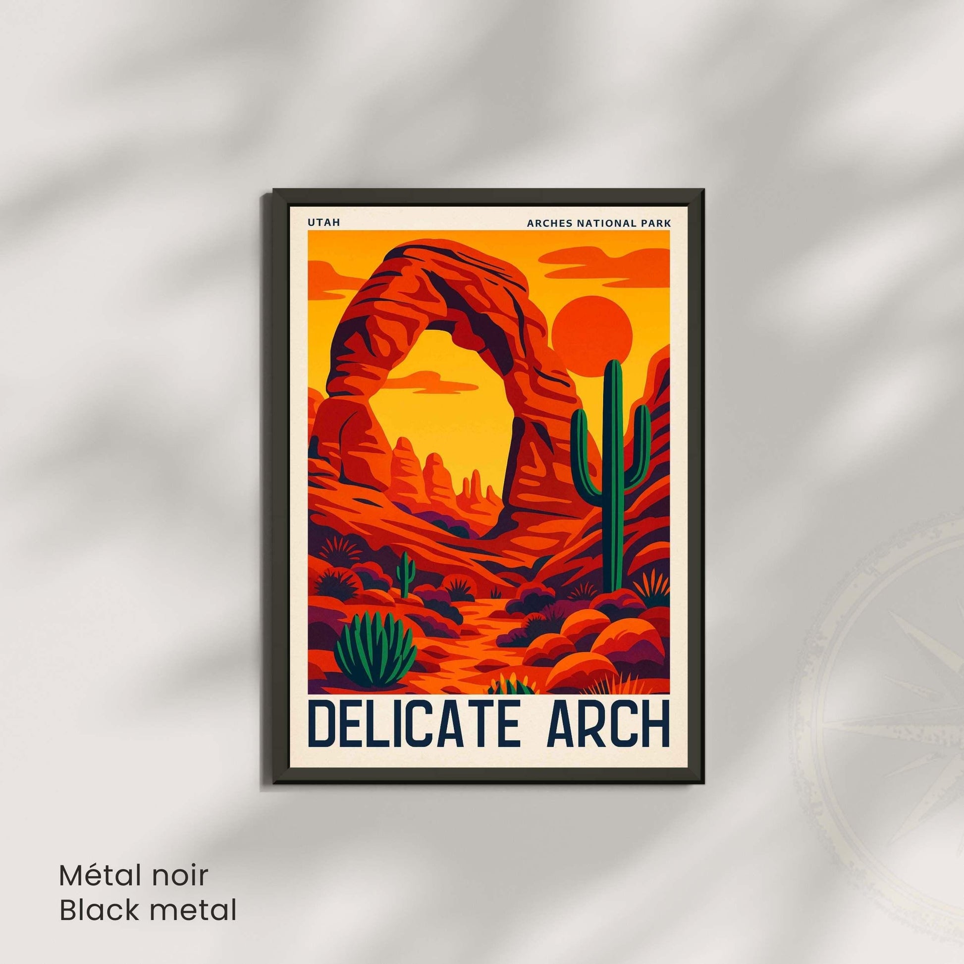 Affiche Delicate Arch Utah | Poster Vintage Parc National Arches | Illustration Désert USA