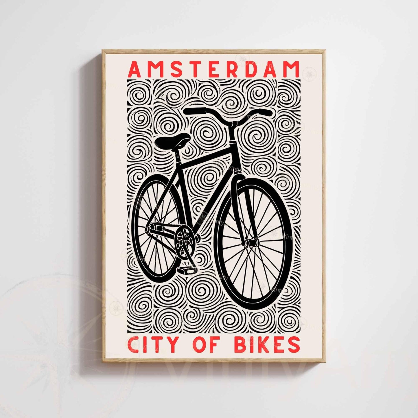 Bicycle Poster | Black and Yellow Linocut Style Print | Cycling Wall Art & Modern Decor | Vintage bike poster