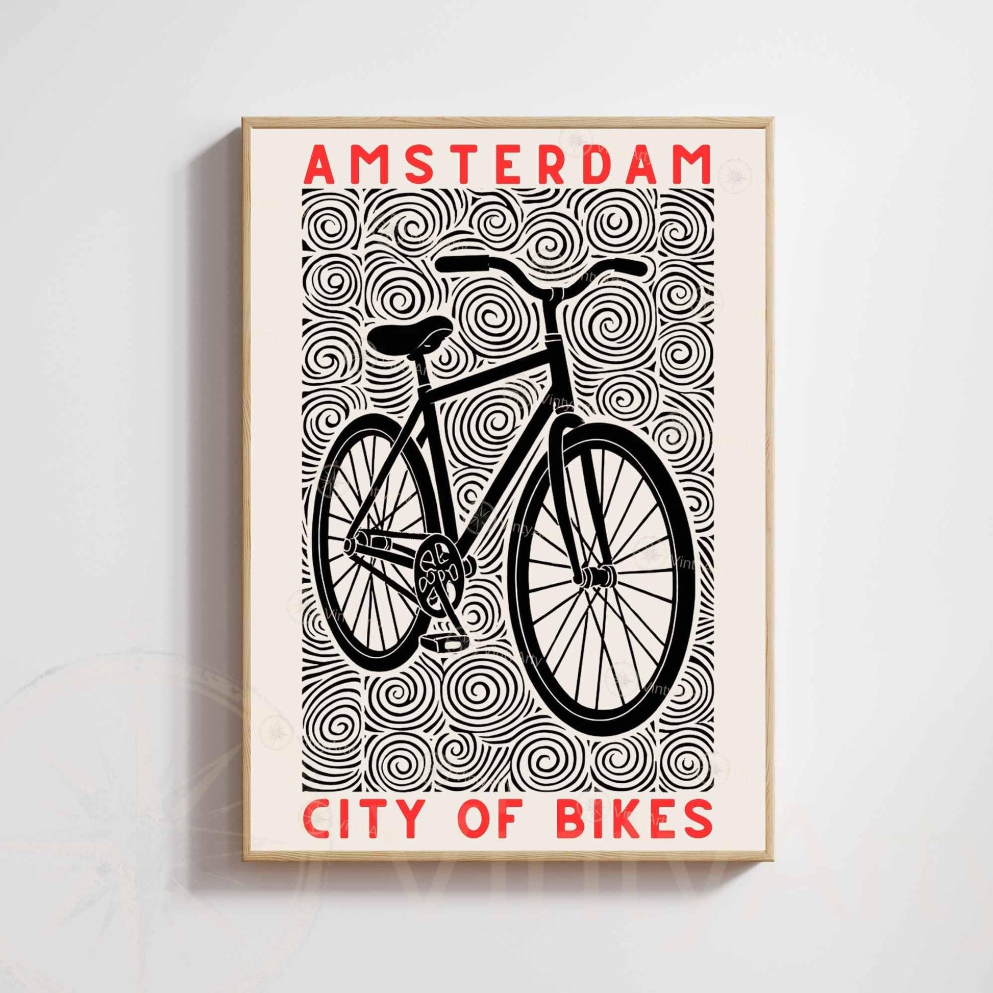 Bicycle Poster | Black and Yellow Linocut Style Print | Cycling Wall Art & Modern Decor | Vintage bike poster