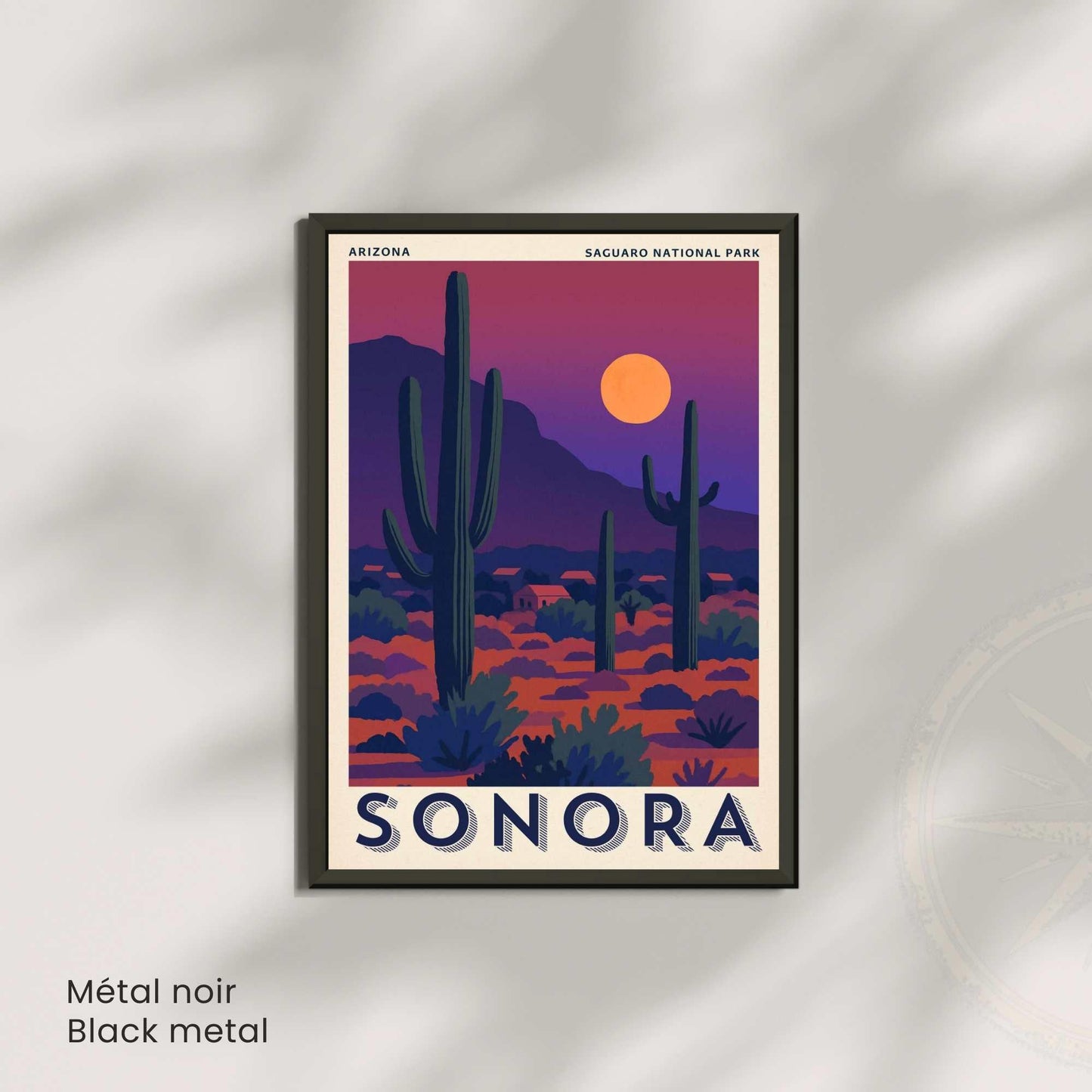 Affiche Sonora Arizona | Poster Parc National du Saguaro | Illustration Vintage Désert