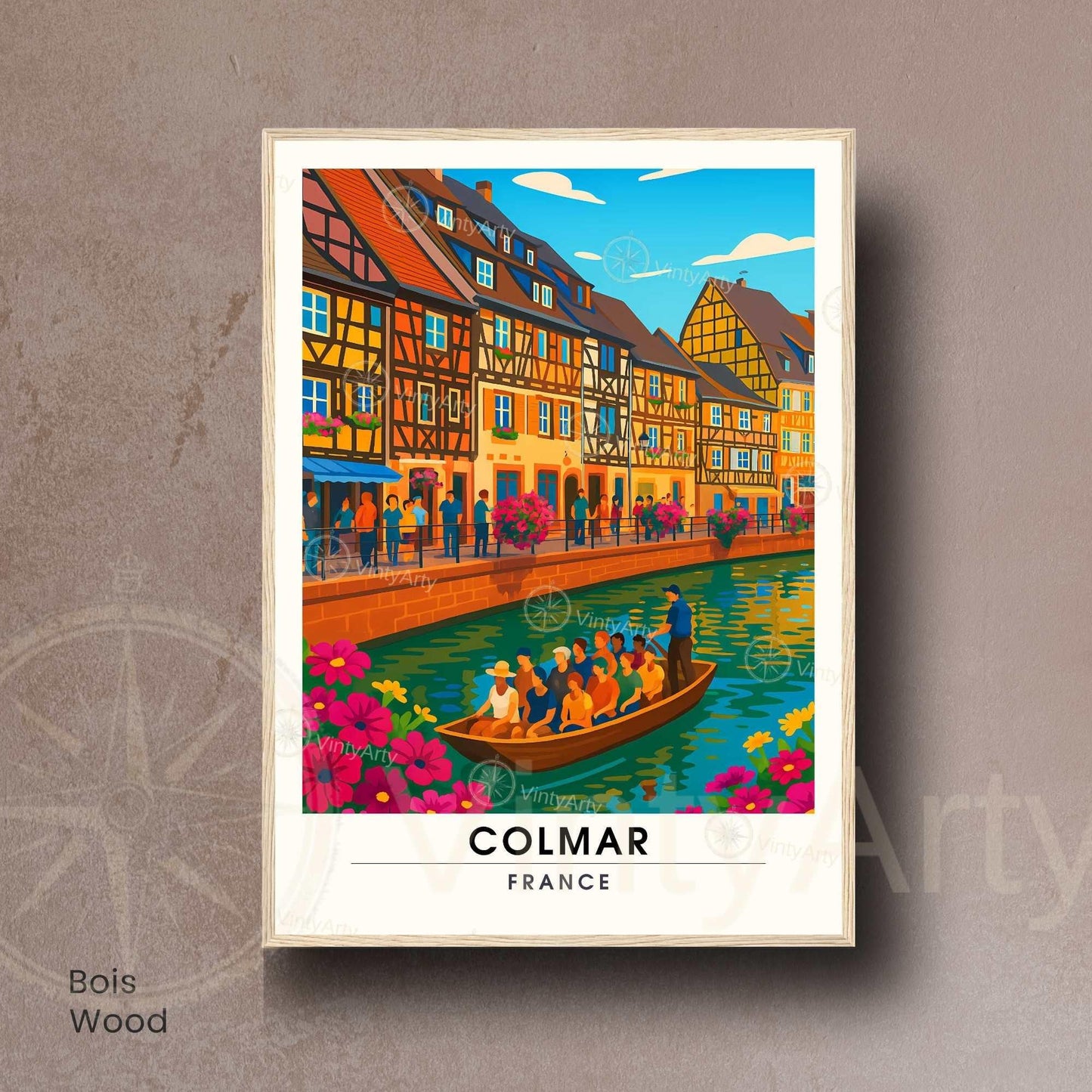 Affiche Colmar France | Poster Voyage Alsace | Décoration Murale Maisons à Colombages