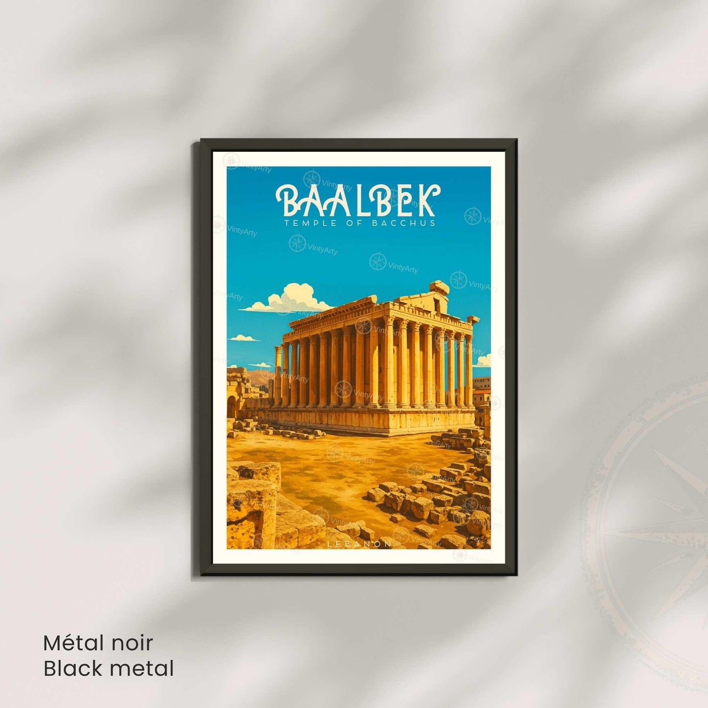 Affiche Baalbek Liban | Poster Temple de Bacchus | Décoration Murale Vintage