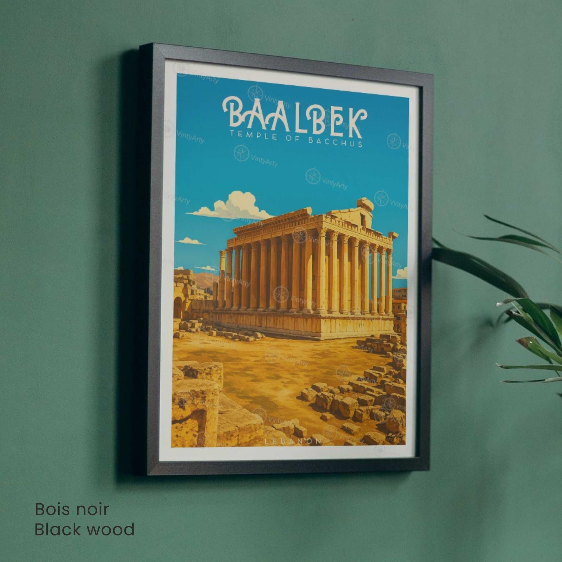 Affiche Baalbek Liban | Poster Temple de Bacchus | Décoration Murale Vintage