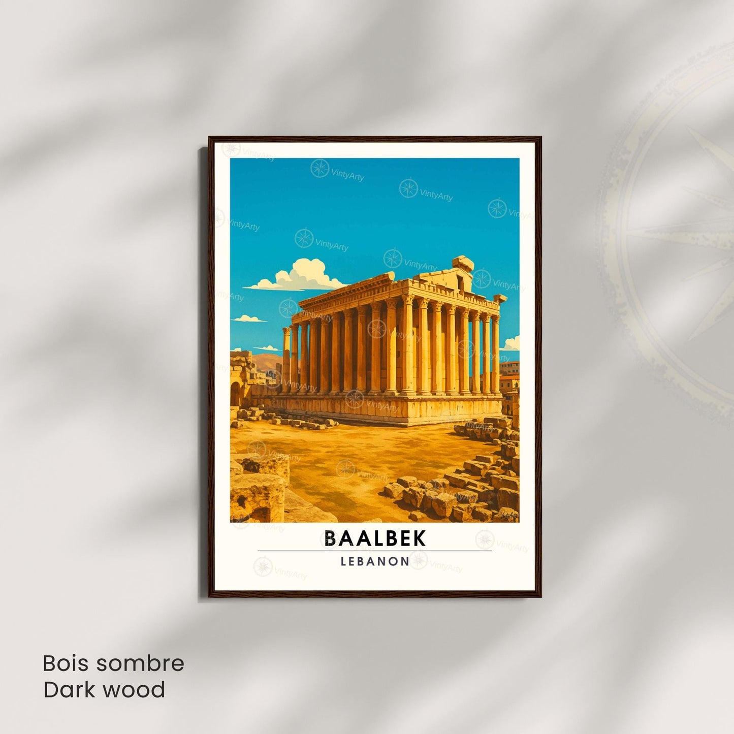 Affiche Baalbek | Poster Temple de Bacchus | Affiche de voyage Liban