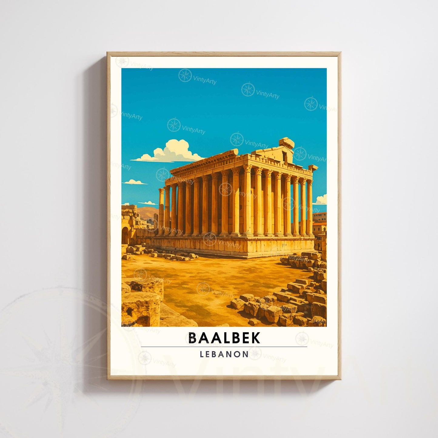 Affiche Baalbek | Poster Temple de Bacchus | Affiche de voyage Liban