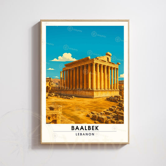 Affiche Baalbek | Poster Temple de Bacchus | Affiche de voyage Liban