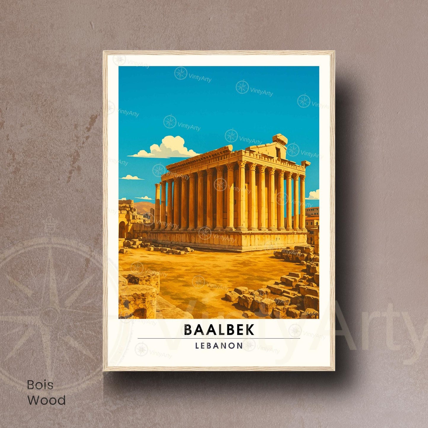 Affiche Baalbek | Poster Temple de Bacchus | Affiche de voyage Liban