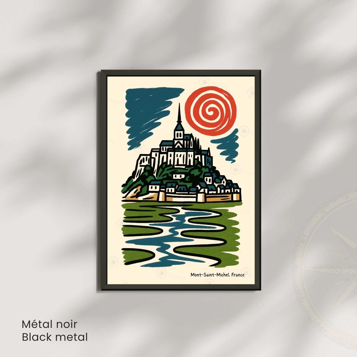 Affiche Mont-Saint-Michel – Poster rétro vintage France, décoration murale artistique Normandie, idée cadeau voyage