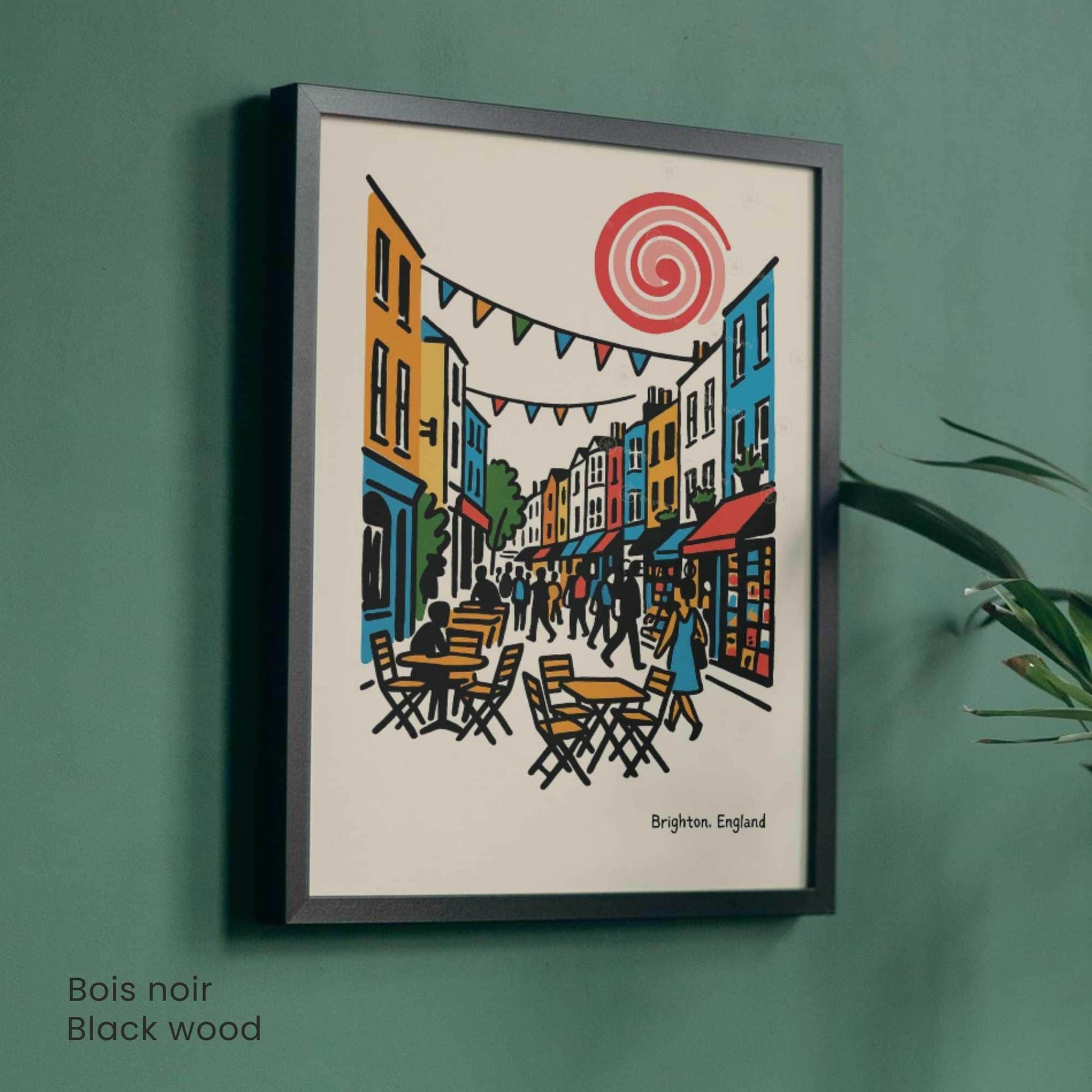 Affiche Brighton – Poster rétro vintage Angleterre, illustration artistique décorative, idée cadeau voyage UK, impression seule ou encadrée