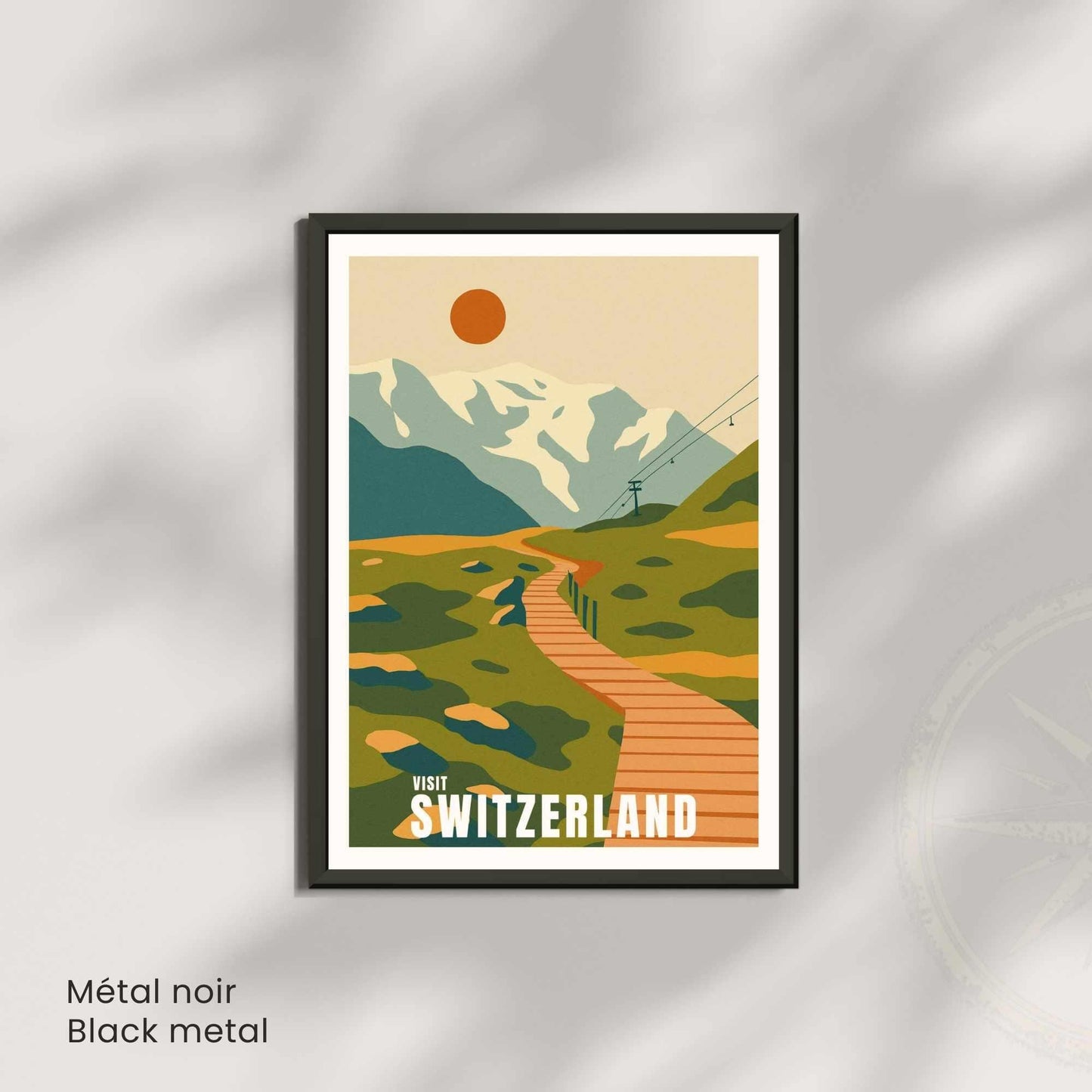 Affiche Suisse Montagnes | Poster Vintage Switzerland | Illustration Rétro Voyage