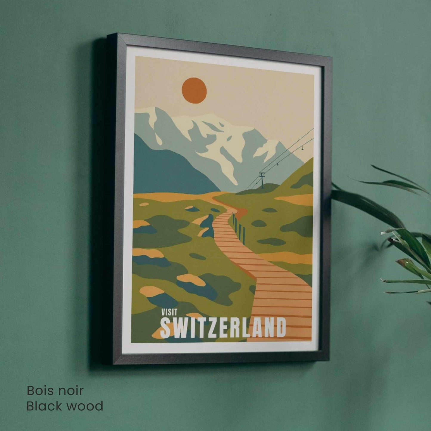 Affiche Suisse Montagnes | Poster Vintage Switzerland | Illustration Rétro Voyage