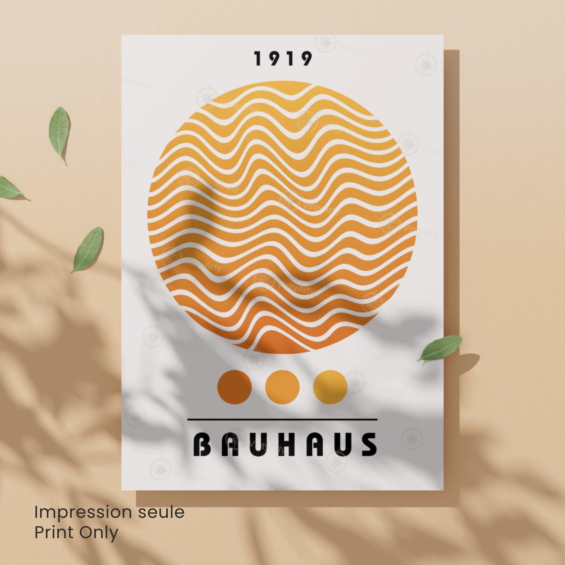 Affiche Bauhaus 1919 Cercle Orange – Poster Graphique Vintage, Impression Murale Moderne, Déco Design Minimaliste