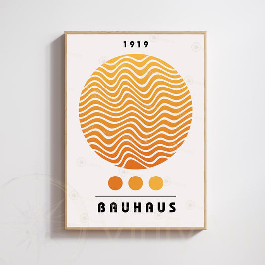 Bauhaus Poster 1919 Oranger Kreis – Vintage Op Art Druck, Moderne Wanddekoration, Minimalistisches Geometrisches Design