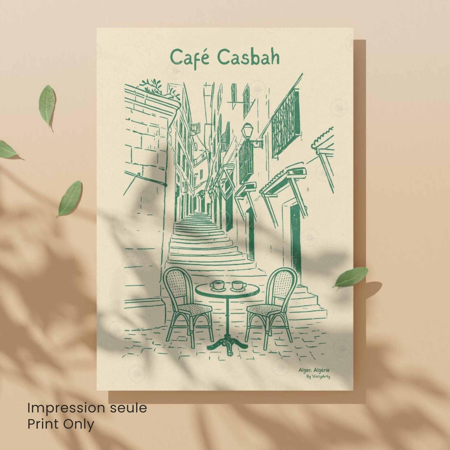 Affiche Café Casbah | Poster Vintage Alger | Art Rétro Algérie