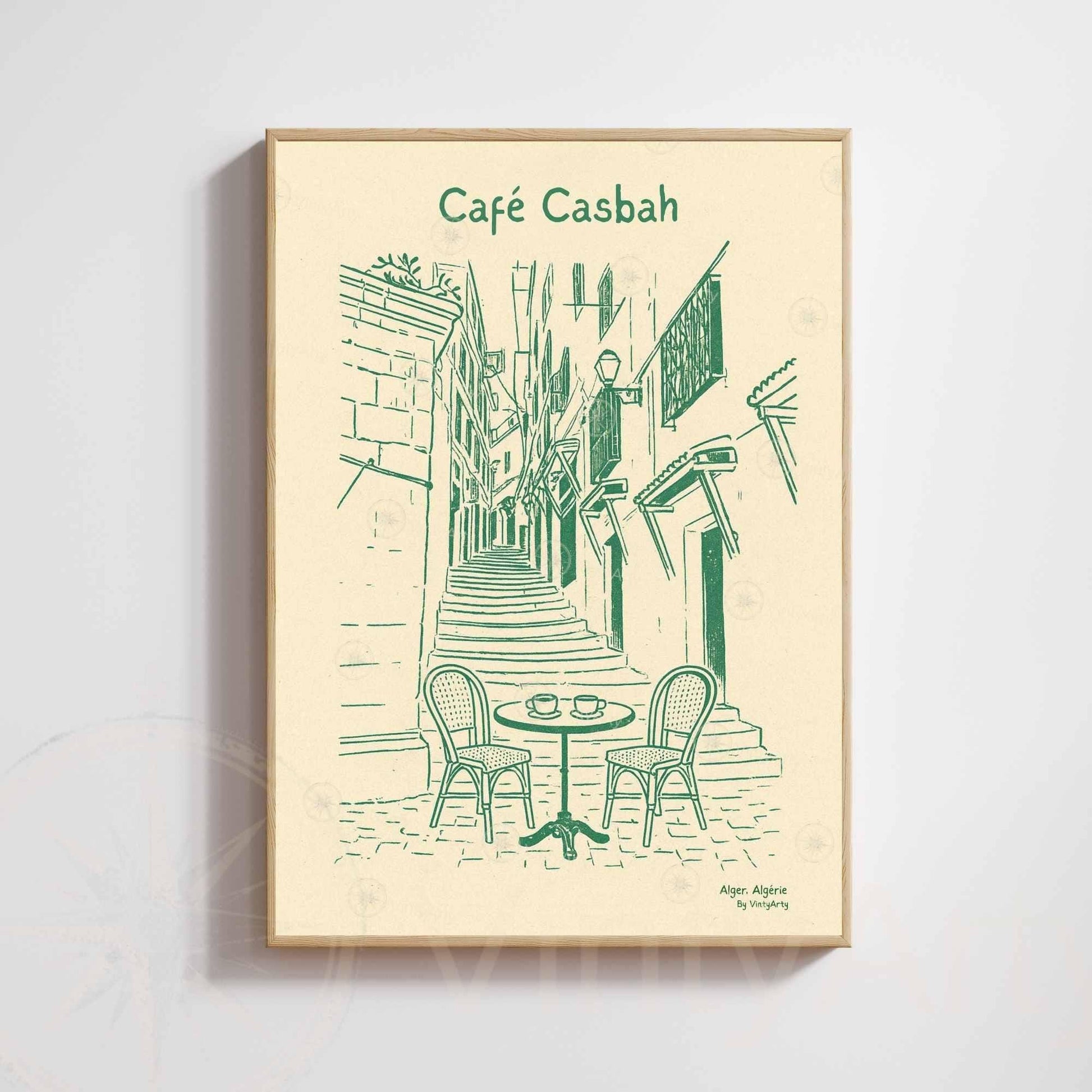 Affiche Café Casbah | Poster Vintage Alger | Art Rétro Algérie