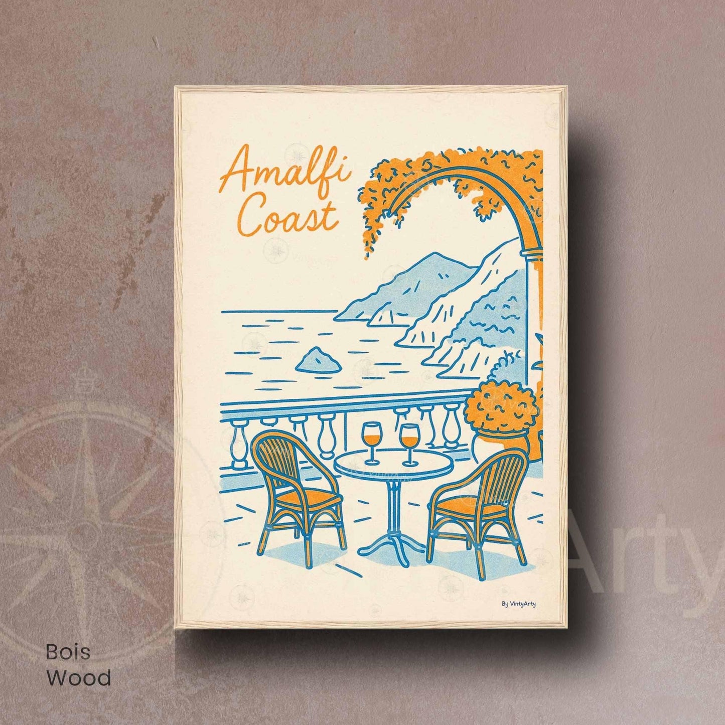 Affiche Côte Amalfitaine | Poster Vintage Italie | Illustration Rétro Amalfi