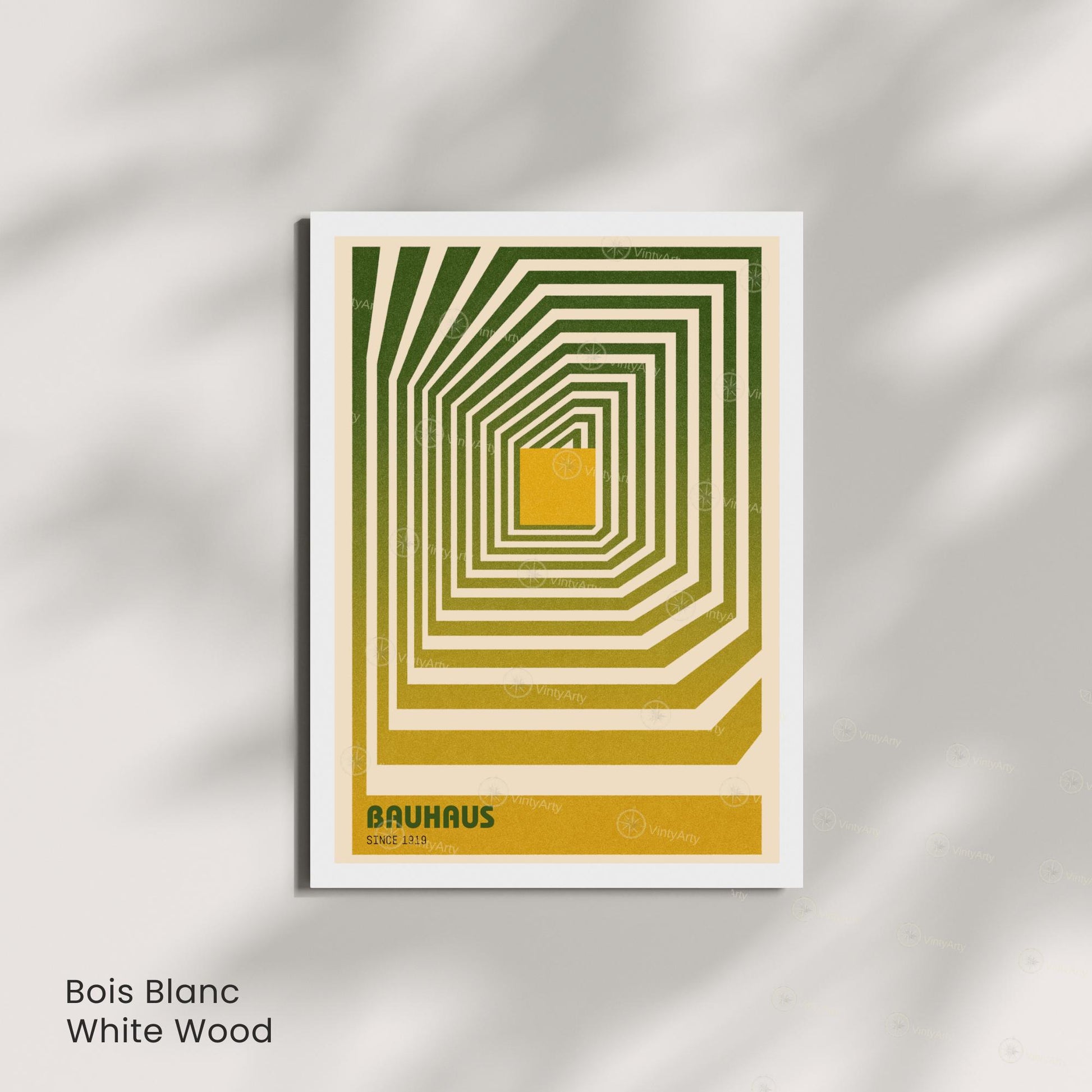 Affiche Bauhaus géométrique – Poster abstrait vert et jaune, déco murale moderne