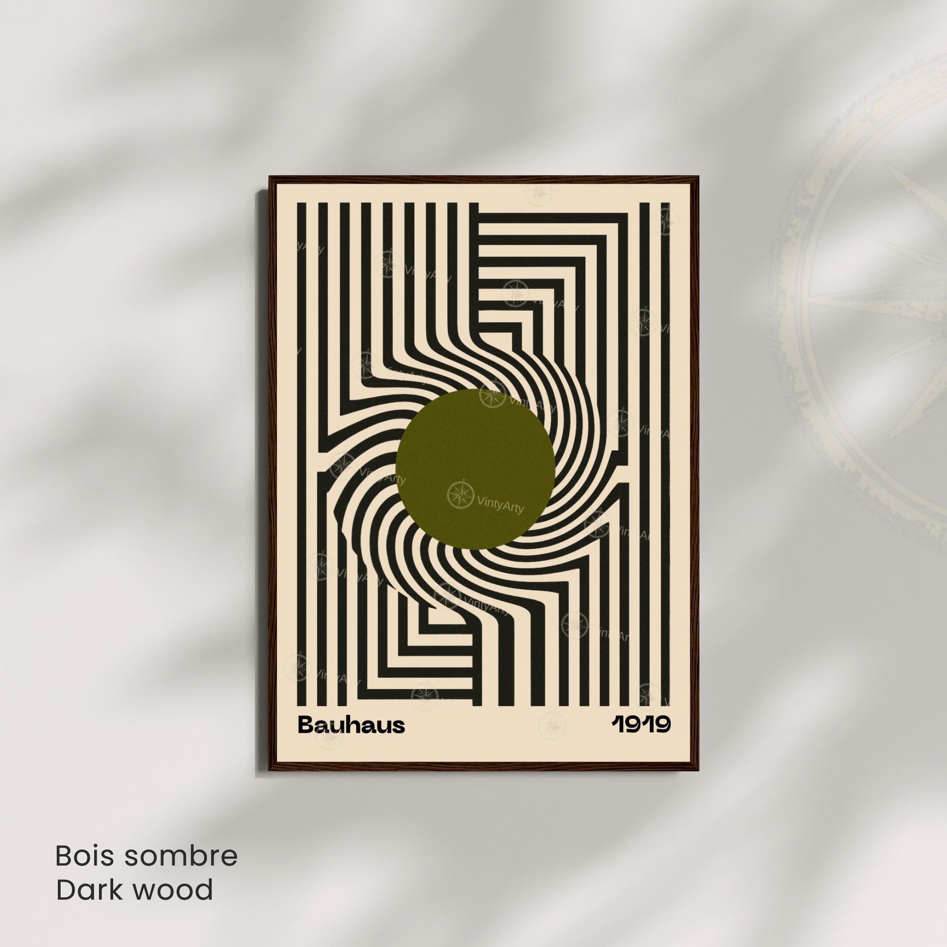 Affiche Bauhaus 1919 – Poster géométrique noir et vert, art abstrait moderne