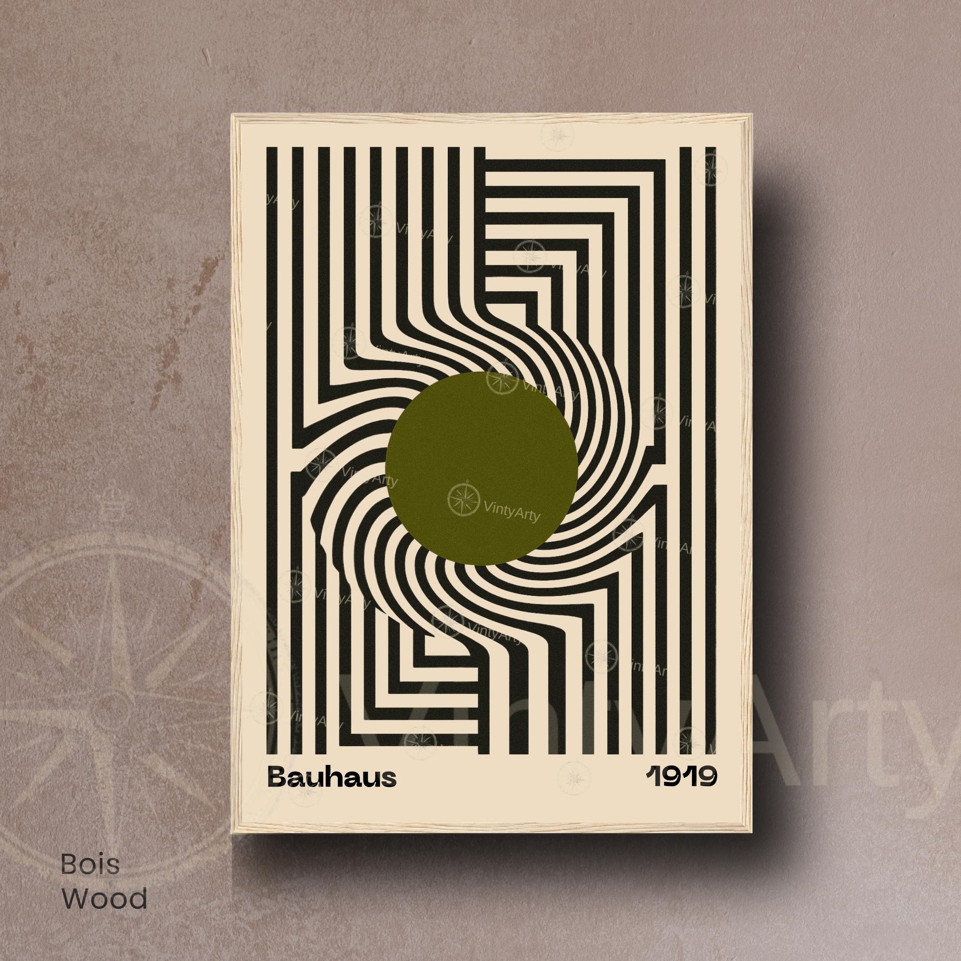 Affiche Bauhaus 1919 – Poster géométrique noir et vert, art abstrait moderne