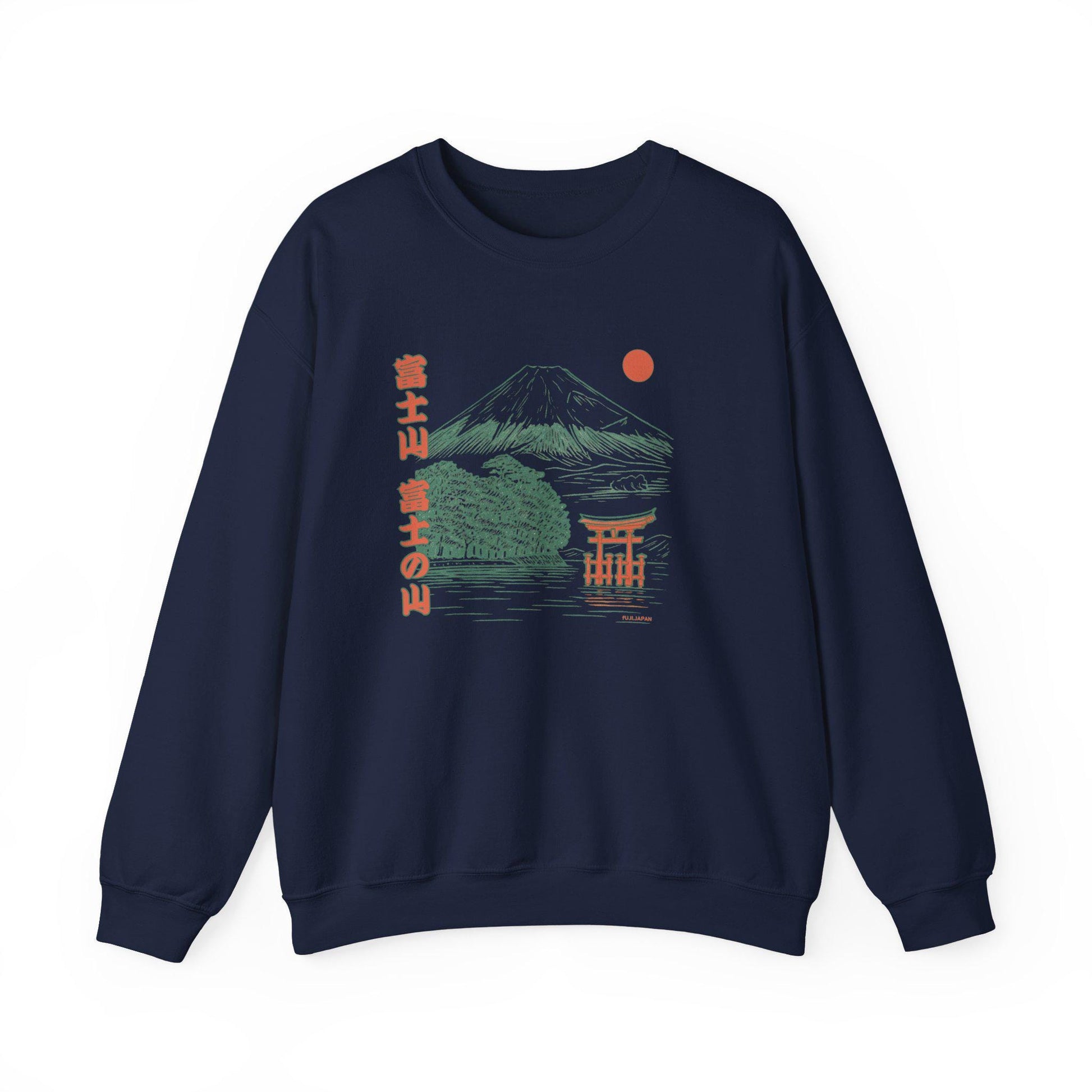 Sweatshirt unisexe Mont Fuji – Style japonais, coton & polyester, confort casual