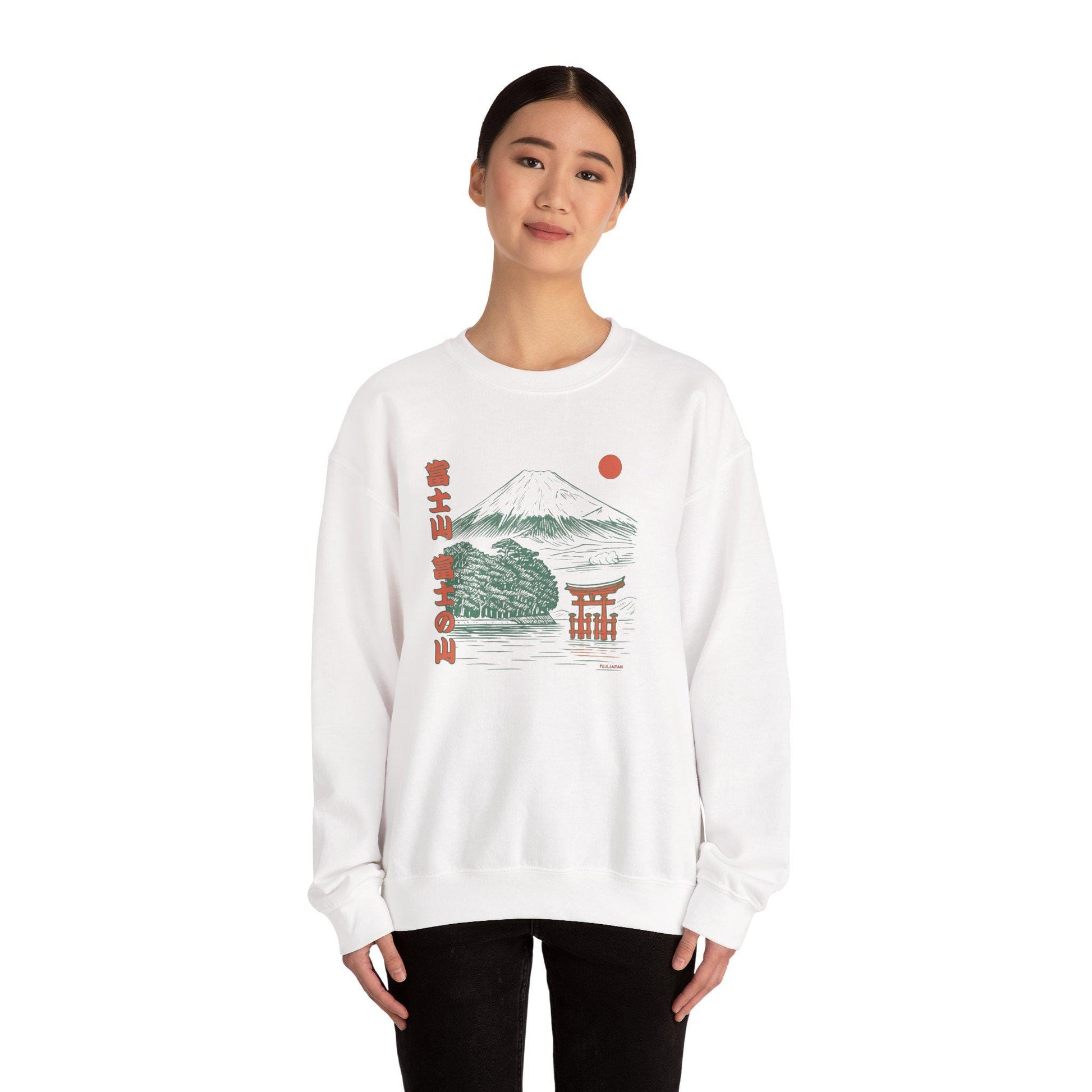 Sweatshirt unisexe Mont Fuji – Style japonais, coton & polyester, confort casual