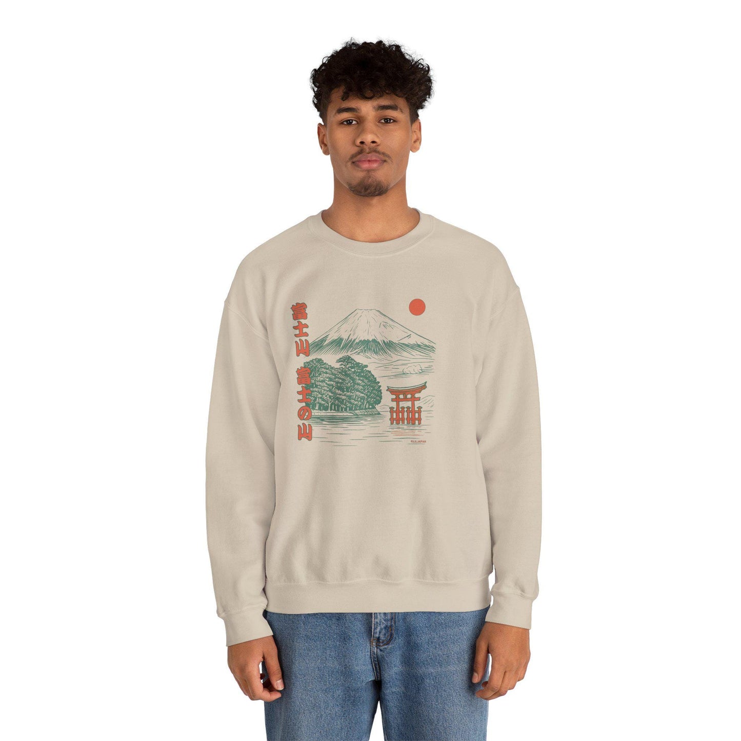 Sweatshirt unisexe Mont Fuji – Style japonais, coton & polyester, confort casual