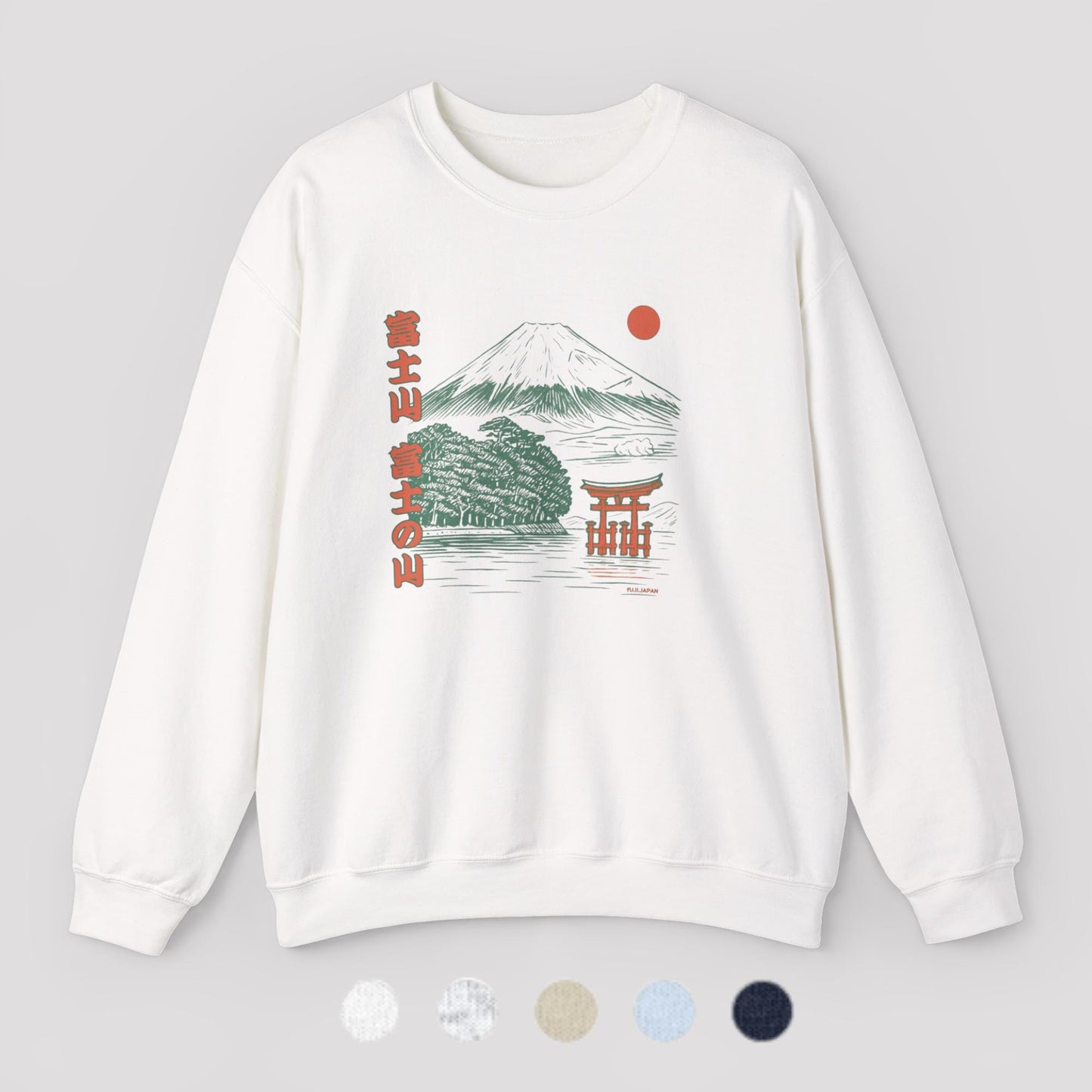Sweatshirt unisexe Mont Fuji – Style japonais, coton & polyester, confort casual