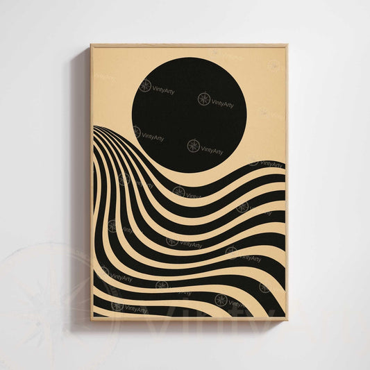 Affiche Bauhaus Noir et Beige – Poster Abstrait Minimaliste, Décoration Murale