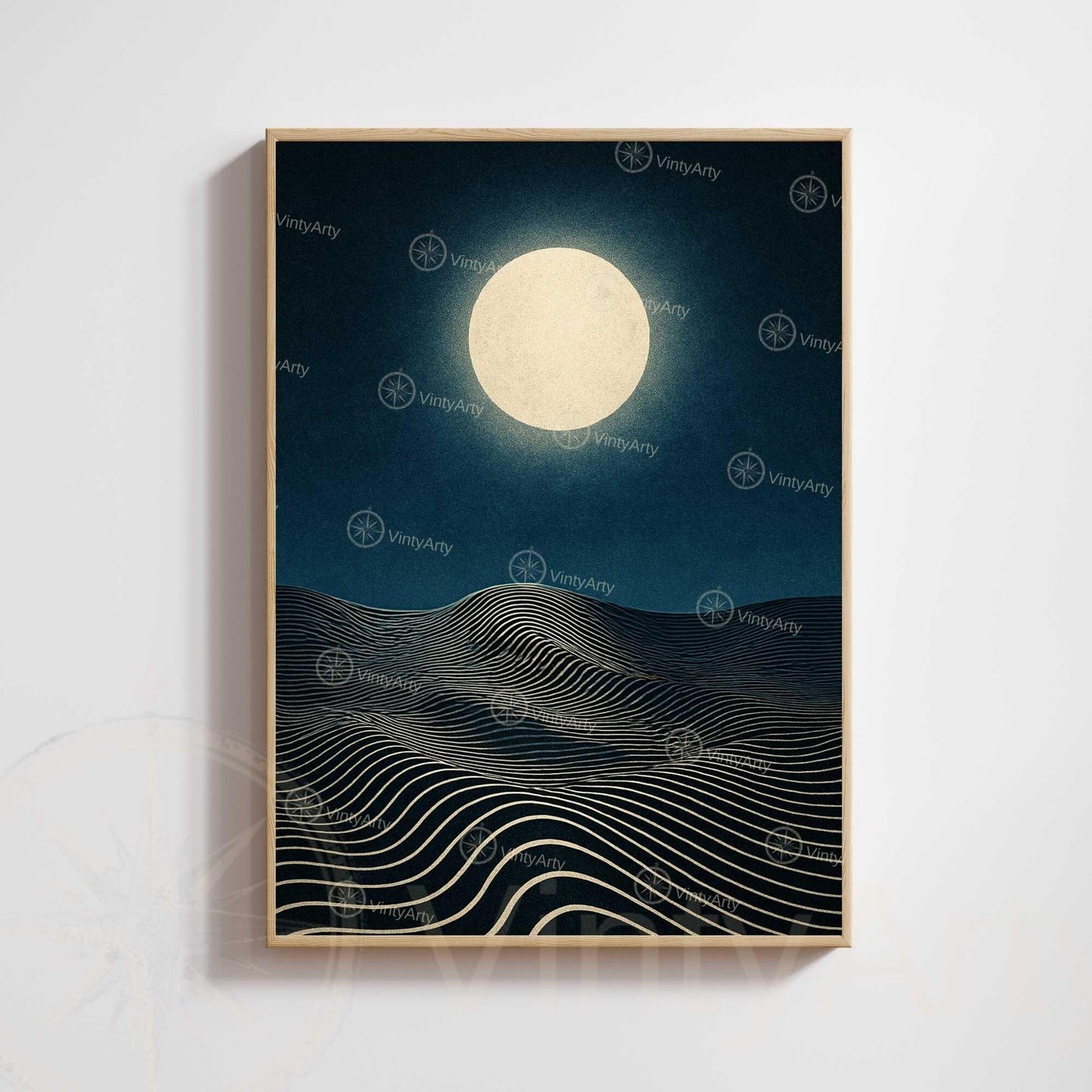 Minimalist Moon Poster – Abstract Night Landscape Wall Art