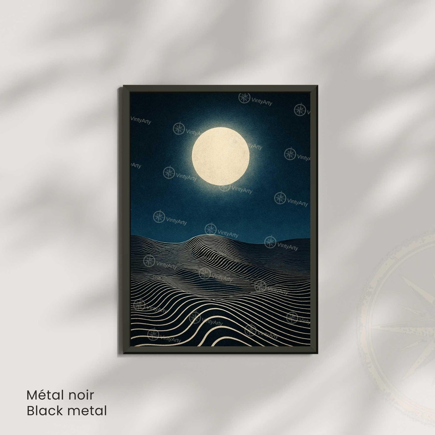 Affiche Lune Minimaliste – Poster abstrait nuit étoilée – Art mural moderne