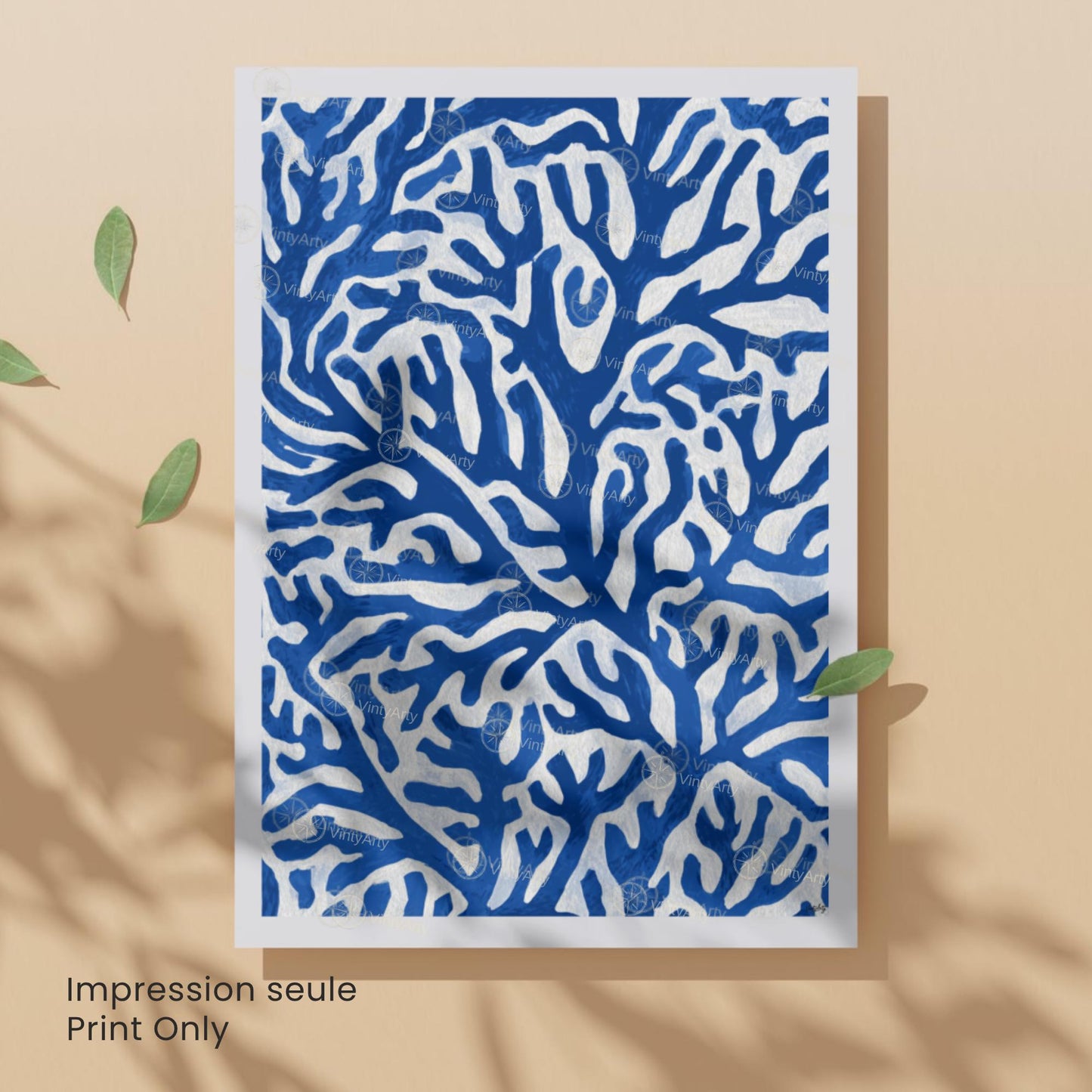 Affiche Matisse Bleu – Poster corail abstrait – Art mural moderne