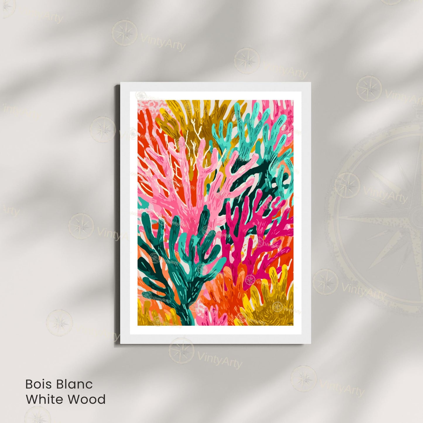 Affiche Matisse corail multicolore – Poster marin abstrait – Art mural moderne