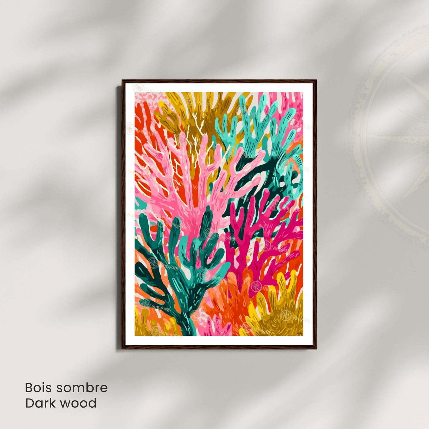 Affiche Matisse corail multicolore – Poster marin abstrait – Art mural moderne