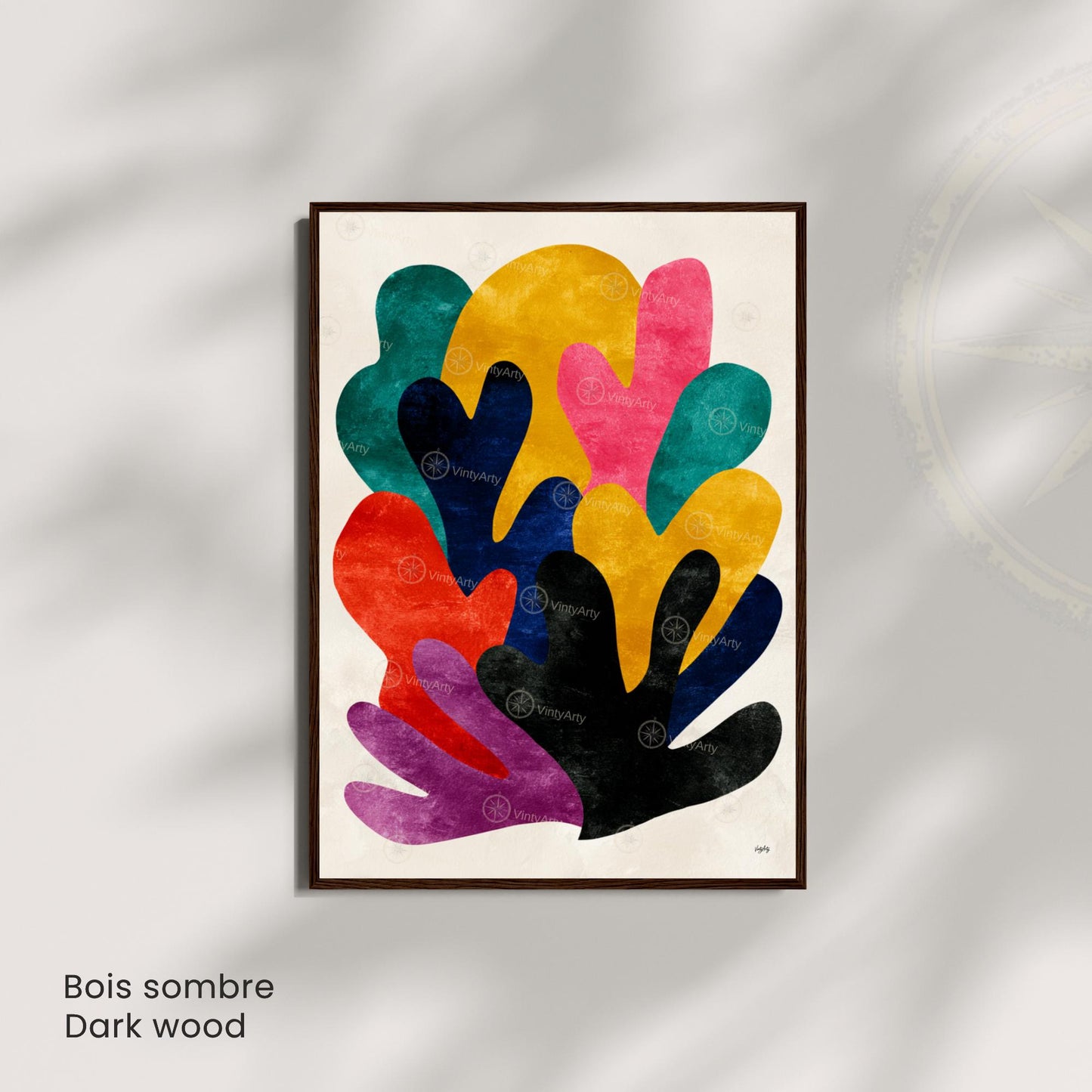 Affiche Matisse multicolore – Poster corail abstrait – Art mural moderne - Affiche inspiration Matisse