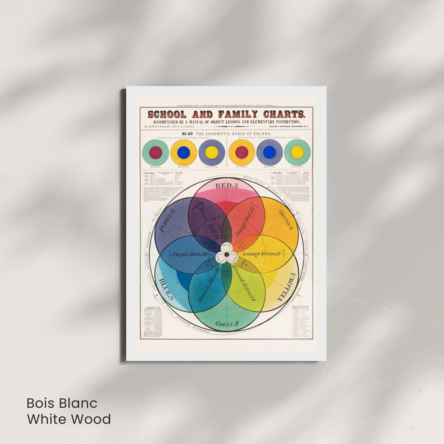 Affiche vintage cercle chromatique | Poster théorie des couleurs | Éducation XIXe siècle
