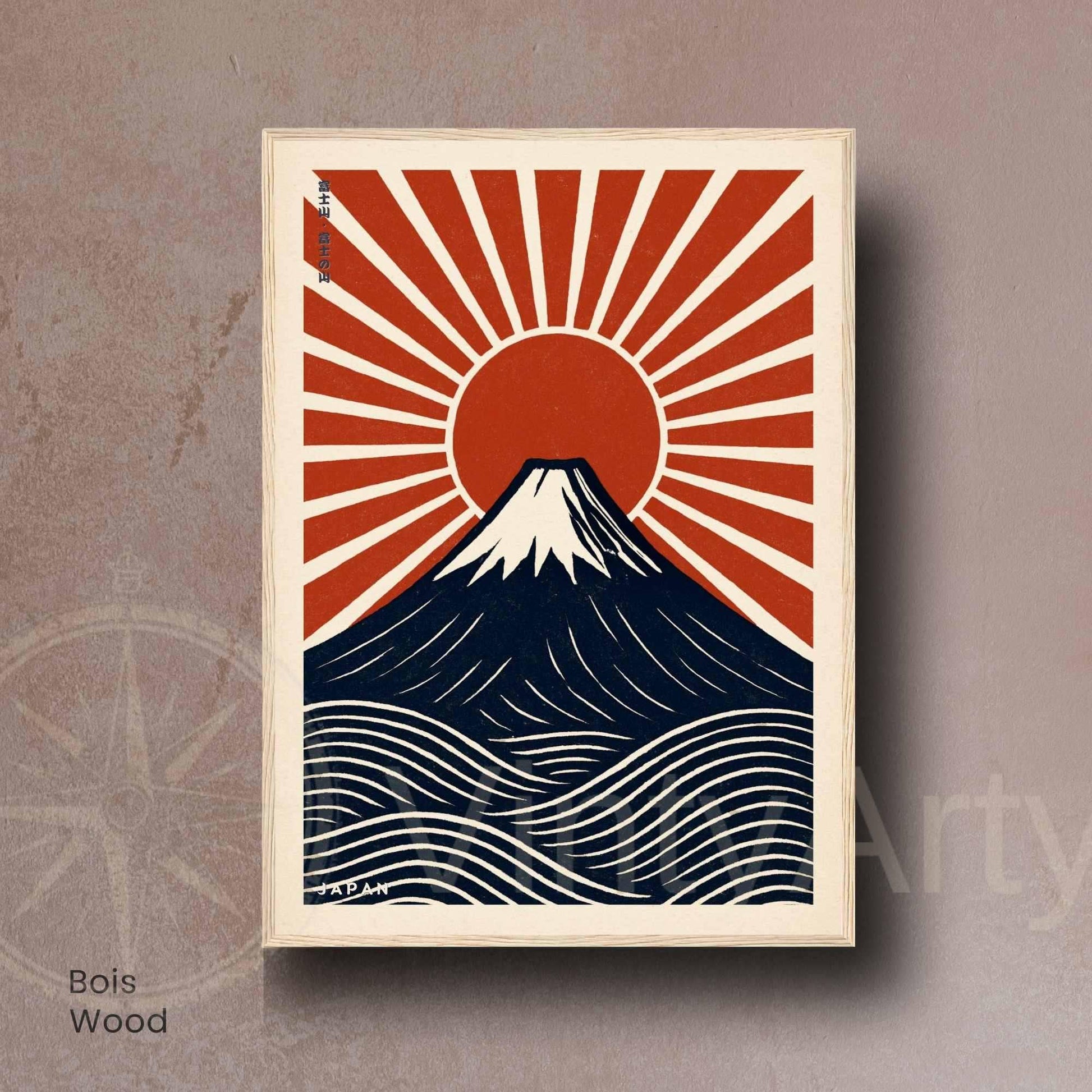 Affiche Mont Fuji Japon | Poster vintage soleil levant | Art mural japonais