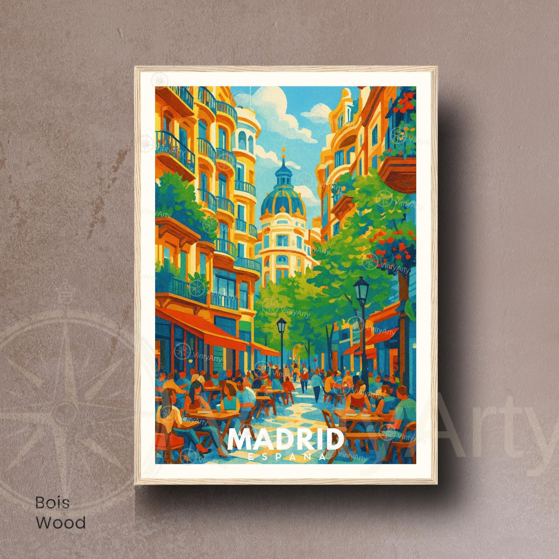 Affiche Madrid – scène urbaine en style affiche de voyage moderne - Affiche de voyage Madrid