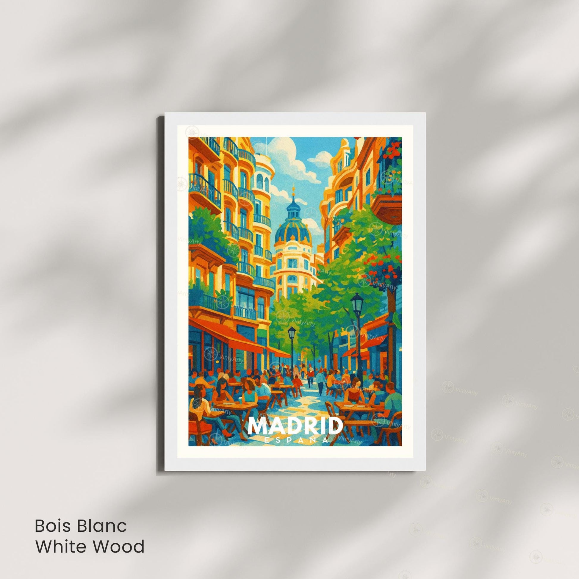 Affiche Madrid – scène urbaine en style affiche de voyage moderne - Affiche de voyage Madrid