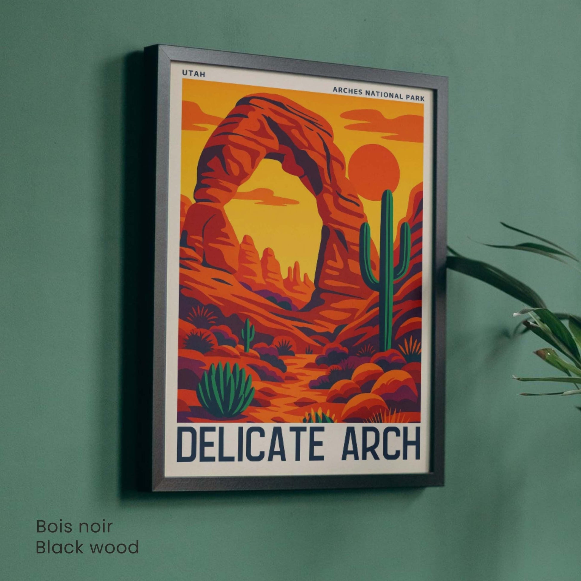 Affiche Delicate Arch Utah | Poster Vintage Parc National Arches | Illustration Désert USA